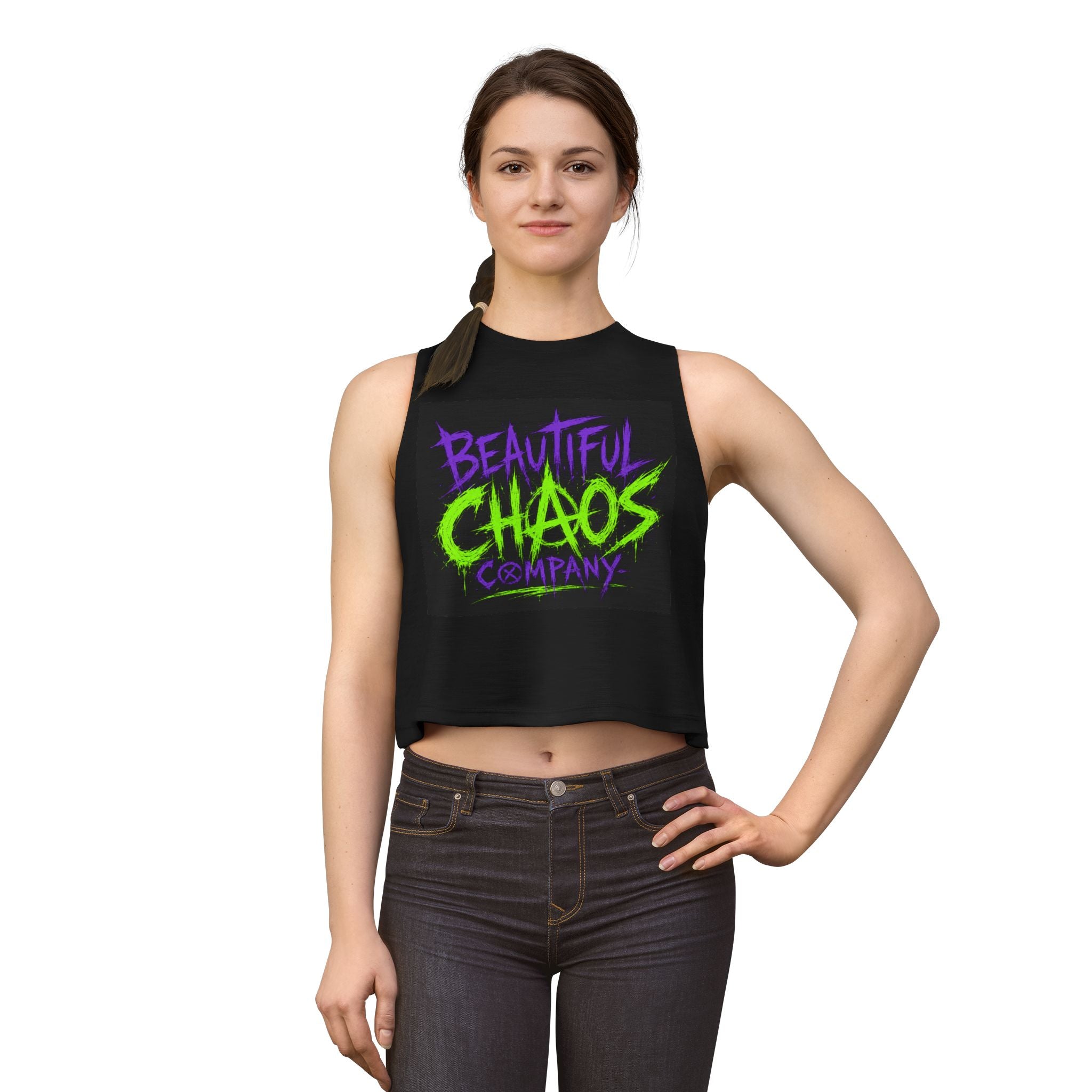 Beautiful Chaos Company Crop Top — Neon Punk Graphic Women's Tank