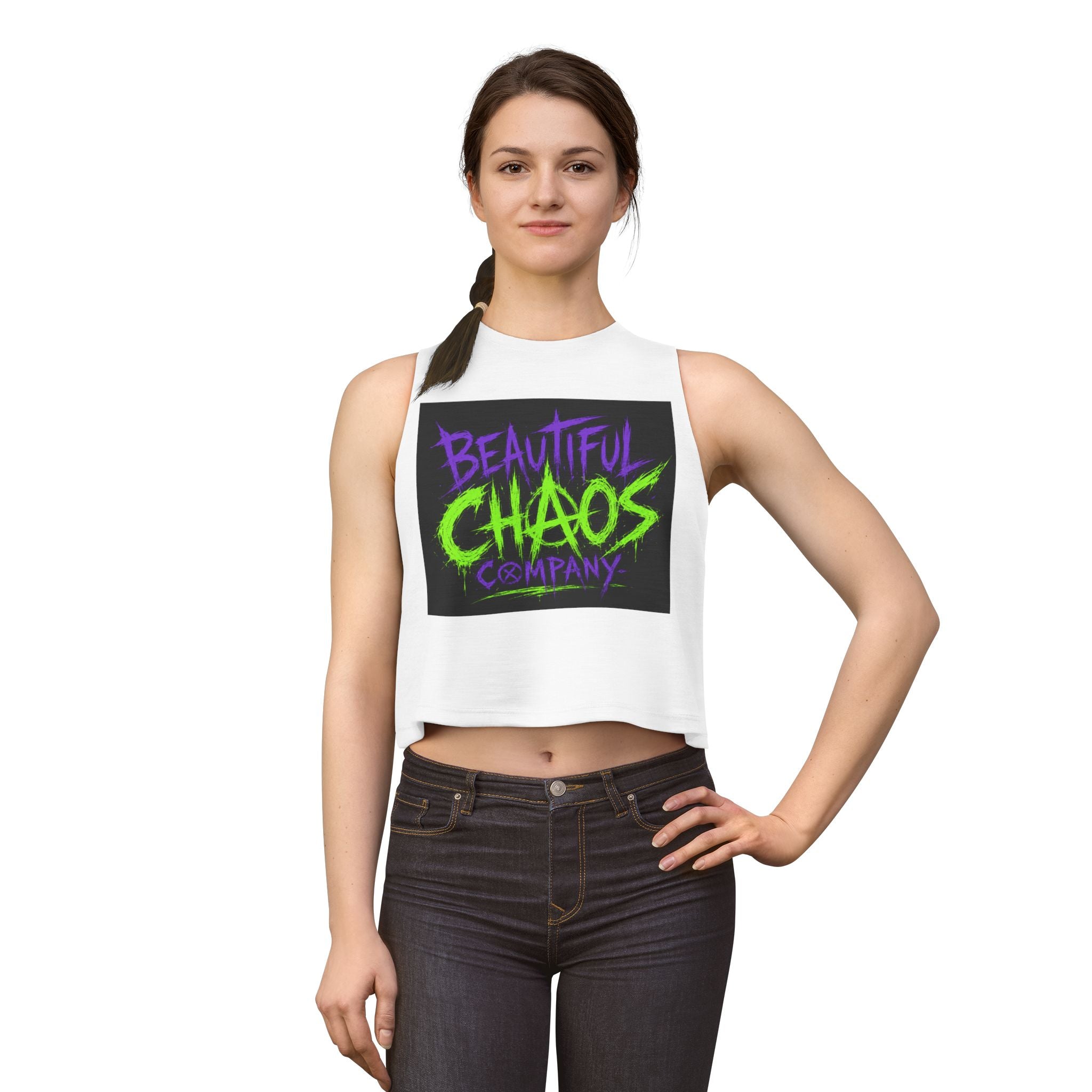 Beautiful Chaos Company Crop Top — Neon Punk Graphic Women's Tank