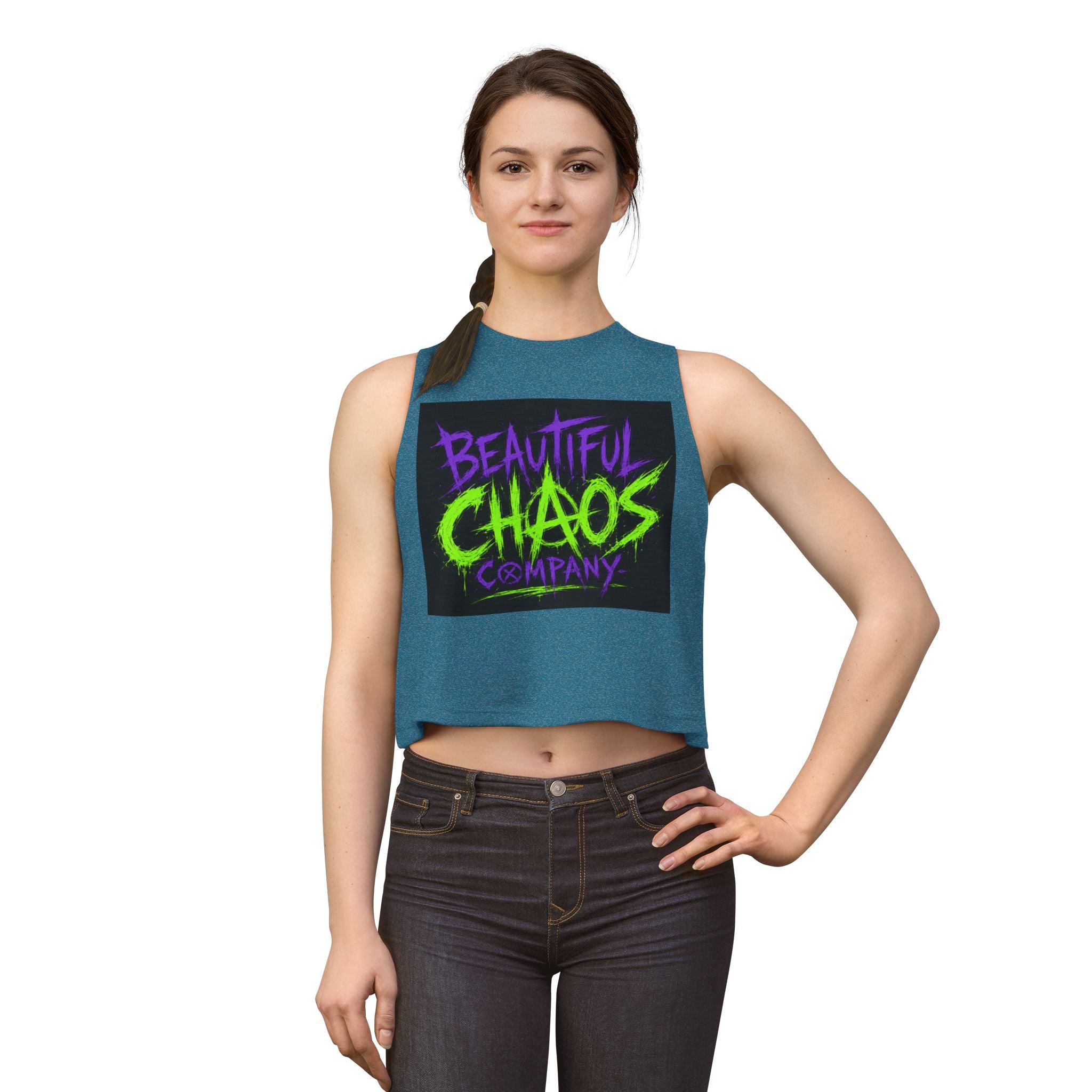 Beautiful Chaos Company Crop Top — Neon Punk Graphic Women's Tank